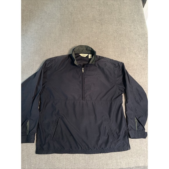 L.L. Bean Other - LL Bean Airy Anorak Windbreaker Men's L Navy Blue 1/2 Zip Pullover Preppy
